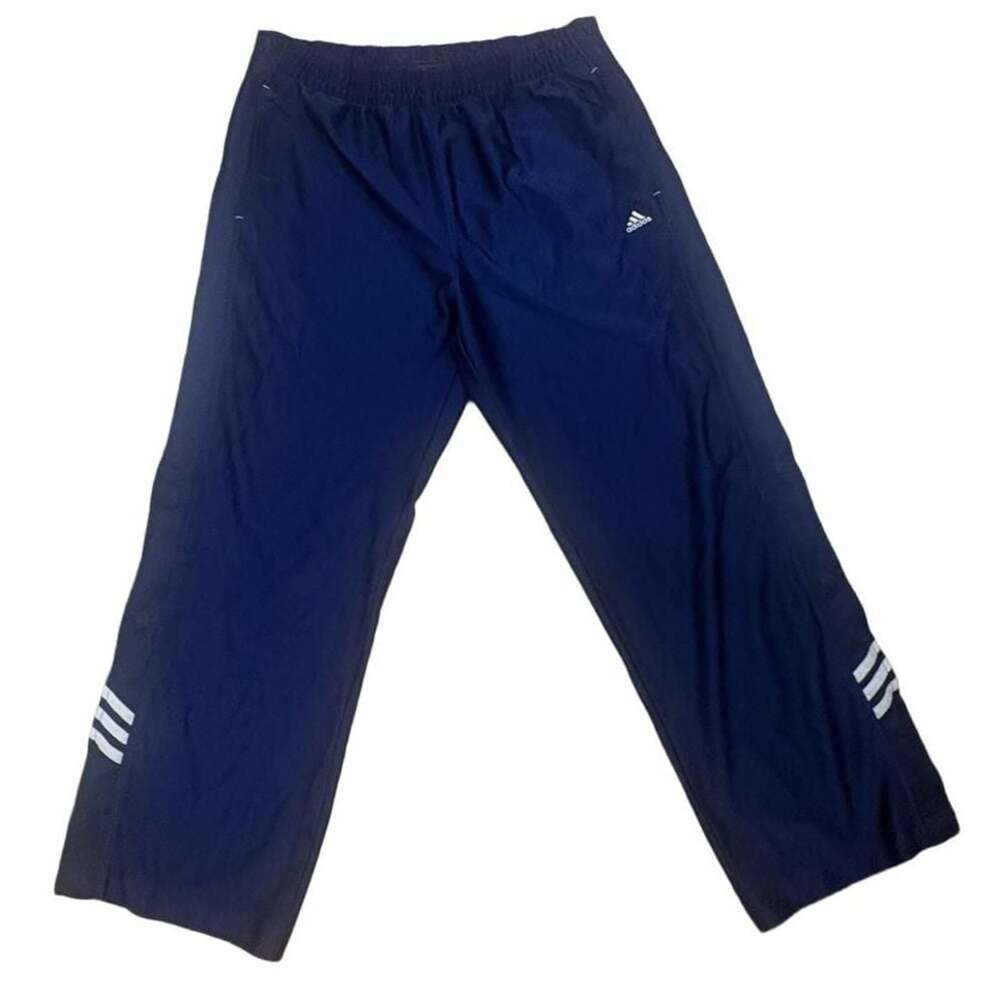 Vintage ADIDAS Tearaway Track Pants Men’s M Navy 3 Stripe Pull Away Snap Y2K